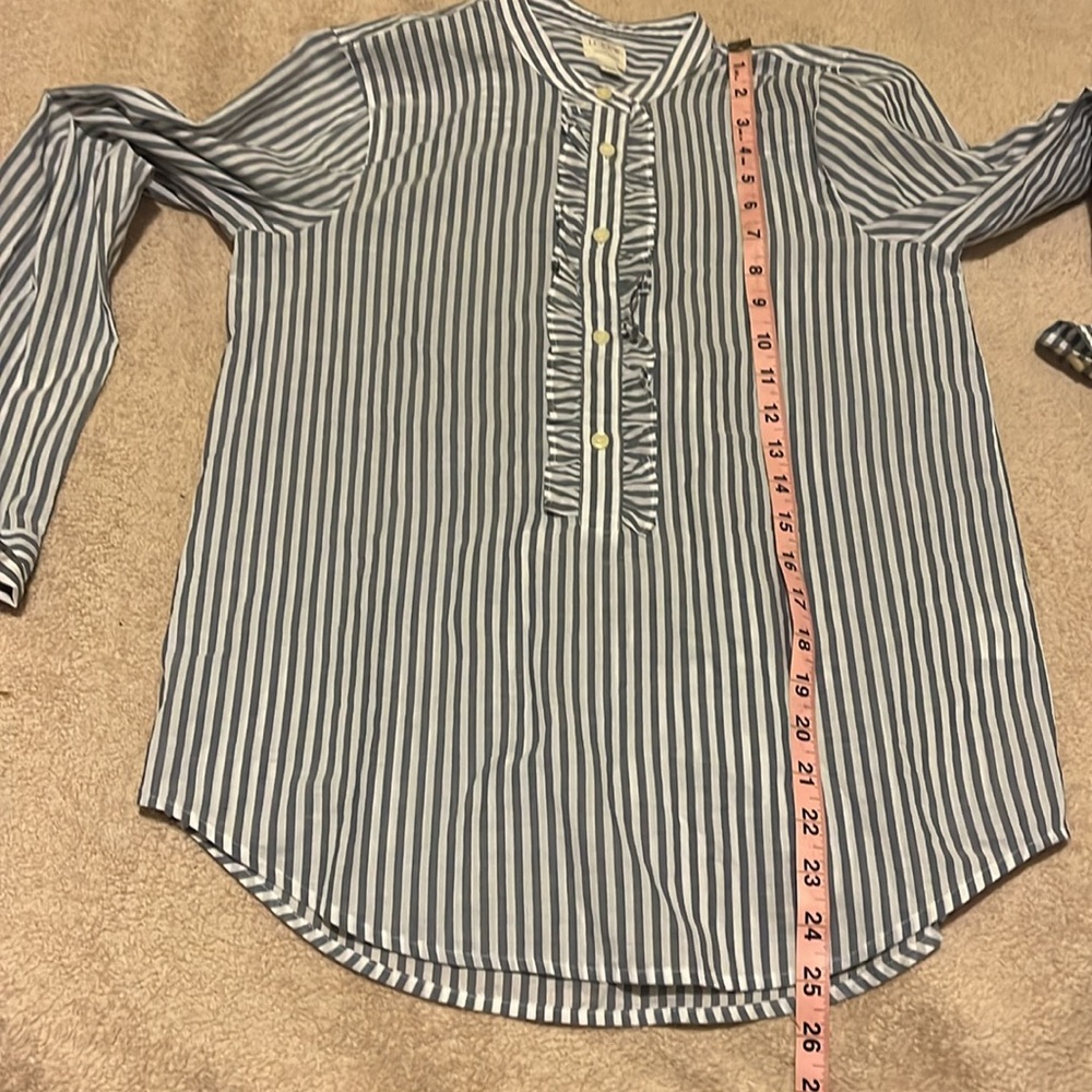 J.Crew Factory Ruffle Front Striped Popover Shirt - Picture 8 of 11